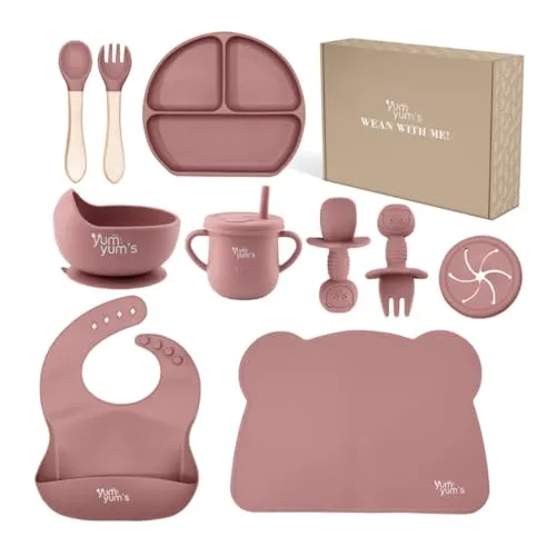 Yum Yum’s BPA-freies Silikon Babyfütterungsset in pink von Yum Yum's