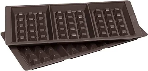 Lurch 85084 FlexiForm Waffel / Backform aus 100% BPA-freiem Platin Silikon (3 Fach, 2er Set) , Braun, 29 x 15 x 3 cm