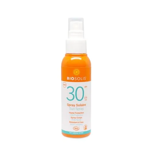 Biosolis Bio Sonnenmilch Spray LSF 30, 100 ml - Sonnenschutzmittel mit 100 % natürlichen Inhaltsstoffen, bietet sofortigen Schutz vor UVA & UVB Strahlen, ideal für empfindliche Haut und umweltbewusste Nutzer.