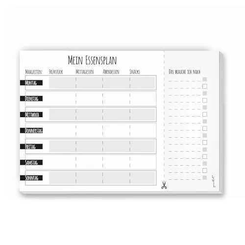 Ein Notiz-Block I Mein Essensplaner I DIN A4 I 50 Blatt I Essens-Organizer mit Einkaufs-Liste I Block für Familien zum Abreißen I dv660