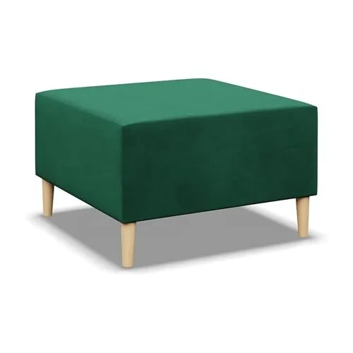 Mebligo - Puff Hocker BLANK, Fußhocker für Sessel, Couch Hocker, Sofa Hocker, Sitzhocker, Hocker Wohnzimmer, Bequemer Hocker als Auflage, Sitzpuff, Beine und Tisch - 71x71x40cm Dunkelgrün