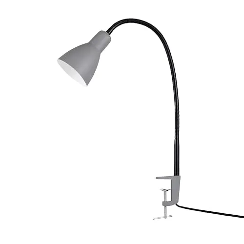 Paco Home LED Lampe Tischleuchte Deko Tischlampe Schreibtischlampe Arbeitszimmer Büro Modern Höhenverstellbar Rund E27, Farbe:Schwarz 4, Leuchtenart/Farbe:Tischleuchte Grau