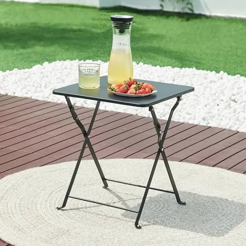 [en.casa] Campingtisch Vegårshei Klapptisch - Faltbarer Gartentisch 45 x 40 cm Schwarz - Campingtische - Vielseitiger Klapptisch mit robustem Stahlgestell, ideal für Garten, Balkon oder Camping. Platzsparend und pflegeleicht, trägt bis zu 15 kg.