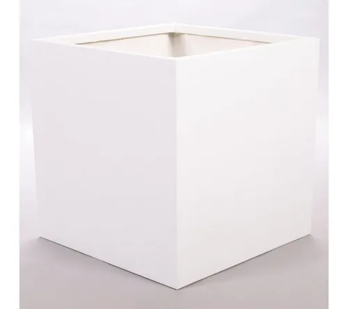 Elegant Einrichten Pflanzkübel Fiberglas quadratisch 60x60x60cm perlmutt weiß (1 St)