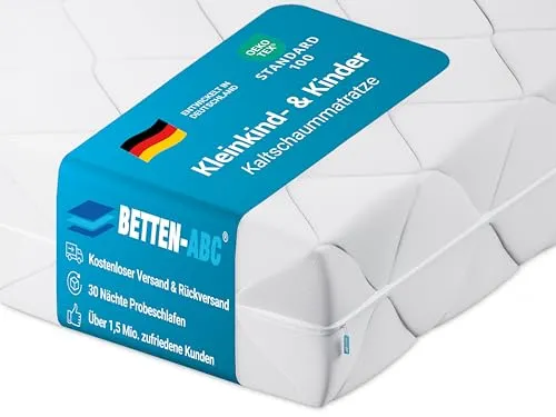 Betten-ABC Bambini Baby- und Kleinkindmatratze, 60x120 cm - Matratzen für Babys und Kleinkinder, ÖkoTex zertifiziert und waschbarer Bezug für ein optimales Schlafklima – perfekt für einen erholsamen Schlaf von Anfang an.