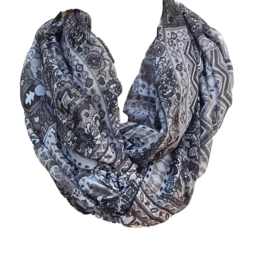 GIL-DESIGN XXL LOOP SCHAL SCHLAUCHSCHAL RUNDSCHAL HALSTUCH TÜCHER AUSWAHL HERBST WINTER 2023-2024 (Batik Schwarz Weiß 20)