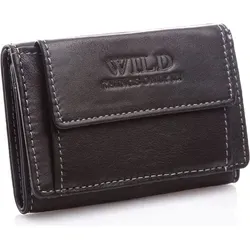 Wild Thing's Only Herren Geldbörse RFID Echtleder Kompakt Druckknopf - Schwarz