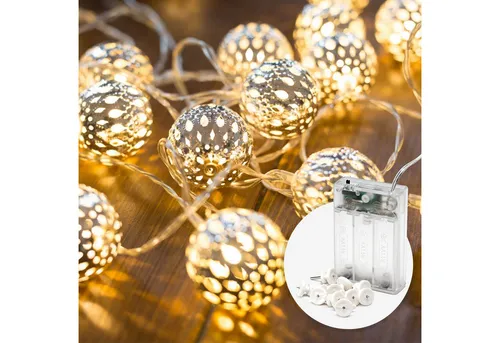COZY HOME LED-Lichterkette Marokkanische Batterie und Stecker -, 20 LEDs I Timer-Funktion I Warmweiß I Lichterkette Innen