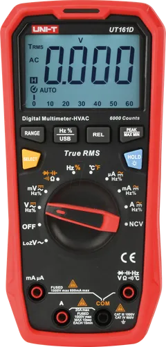 UT 161D Multimeter - Digital 6000 Counts mit USB und Temperaturmessung - Digitales Multimeter für präzise Messungen bis 1000 V AC/DC, inklusive USB-Anschluss für PC-Integration und umfangreiche Funktionen für Hobby, Studium und Entwicklung.