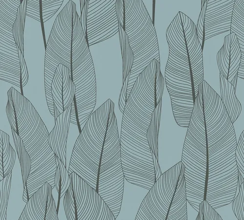 Bricoflor Blätter Tapete Rauchblau Skandinavische Vliestapete mit Blättern Ideal für Schlafzimmer und Wohnzimmer Blaue Wandtapete Modern