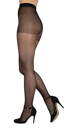 BANANALU feine elastische seiden Strumpfhose Damen 20 Den Höschenteil Panty 20 Nero XL