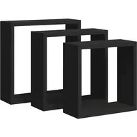 vidaXL Würfelregale 3 Stk. Schwarz MDF - 3-teiliges Set aus stabilen MDF-Würfelregalen, ideal zur dekorativen Präsentation von Dekoartikeln und mehr. Mit unsichtbarem Montagesystem für eine einfache Anbringung.