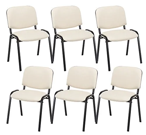 CLP 6er Set Besucherstuhl Ken Kunstleder - Stapelbare Bürostühle mit robustem Metallgestell und bequemer Polsterung aus pflegeleichtem Kunstleder. Ideal für Wartezimmer und Konferenzräume – elegantes Design und hoher Sitzkomfort!