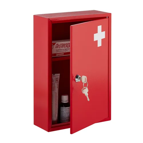 Medizinschrank - abschließbarer Arzneischrank für sichere Aufbewahrung - Schränke & Wandschränke - Ideal für die sichere Aufbewahrung von Medikamenten, mit 2 Regalfächern und Wandmontage.