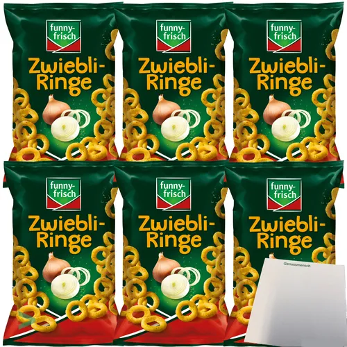 6x Funny Frisch Zwiebliringe Zwiebelringe Maisringe mit Zwiebelgeschmack 6x80g