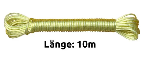Wäscheleine 10m Silber PVC Stahldrahteinlage 2,8mm Robust Outdoor Indoor