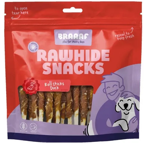 Braaaf Rawhide Roll Sticks Ente Kausnack - 30 St. von Braaaf