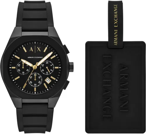 Armani Exchange Herren Analog Quarz Uhr AX7165SET - Armbanduhren für Herren, stylisches Design mit Silikonarmband und wasserdicht bis 50m – ideal für sportliche Aktivitäten und den Alltag.