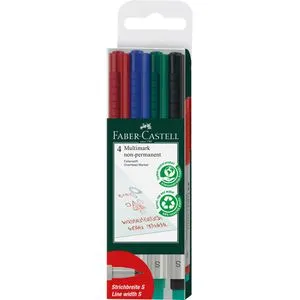 Faber-Castell Folienschreiber Multimark 152404, 1524, non-permanent, Strichbreite 0,4mm, 4 Stück