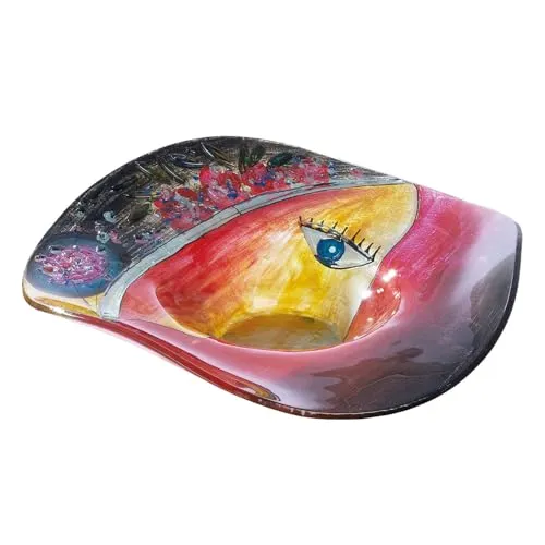 GILDE Dekoschale CLOE - Mehrfarbige Glas-Schale mit Gesichtsmotiv - Dekoschalen für Indoor-Anlässe wie Hochzeiten oder Feiern, Höhe 10 cm und Ø 47 cm, ein einzigartiges Dekoobjekt von GILDE.