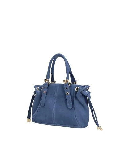Gave Lux GLX22011123FBG Damen-Schultertasche aus echtem Leder, hergestellt in Italien, 14 x 8 x 25 cm, Jeansblau, Einheitsgröße