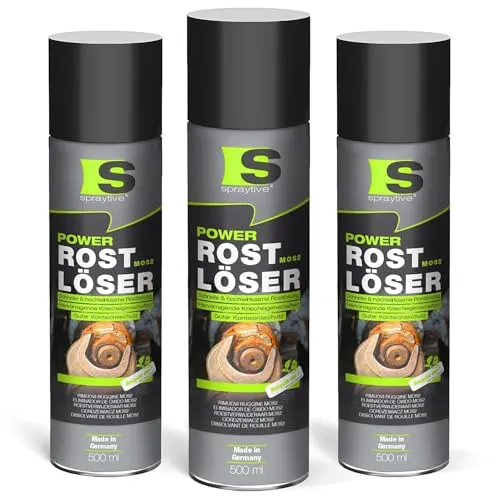 Spraytive 3 x 500ml Power Rostlöser MoS₂ Spray – Hochwirksamer Rostentferner mit Festschmierstoff – Kriechfähig, reibungsarm, korrosionsschützend – Für KFZ, Werkstatt & Industrie – Made in Germany