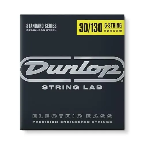 Dunlop DBS30130 Saiten für Bassgitarre, Medium, 6er Satz, 30-130, Edelstahl