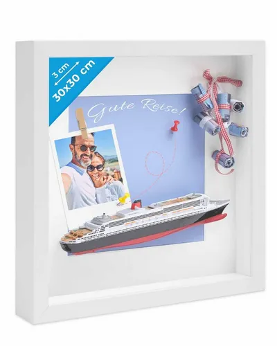 PHOTOLINI 3D-Bilderrahmen mit Passepartout für Objekte bis 3 cm - Einzelrahmen mit stabilem MDF-Rahmen, ideal für kreative Gestaltungen. Der herausnehmbare Innenrahmen sorgt für Flexibilität und das schlichte Design setzt Ihre Motive perfekt in Szene.
