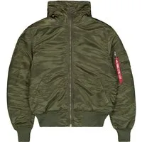 ALPHA INDUSTRIES Herren MA-1 Hooded Bomberjacke - Dark Green, Medium - Funktionsjacke mit Regular Fit, seitlichen Eingrifftaschen und dem ikonischen 