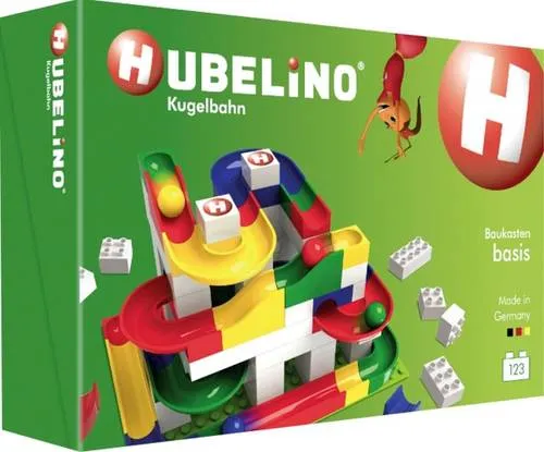 HUBELINO Murmelbahn 420480 - Baukasten für kreative Köpfe - Kugelbahn und Baukasten ab 4 Jahren, fördert logisches Denken und Motorik. Enthält 119 Teile, kompatibel mit gängigen Bausteinen, geliefert im praktischen Koffer.