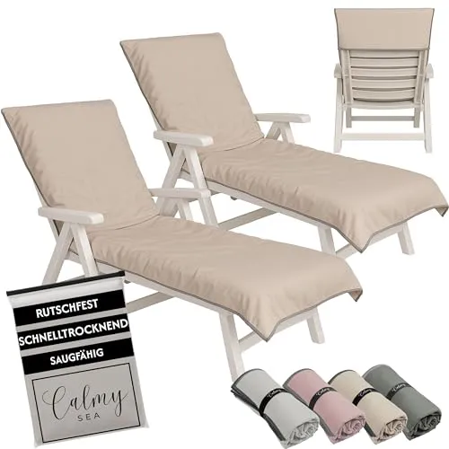CalmySEA 2X Handtuch für Sonnenliege in beige von CalmySEA