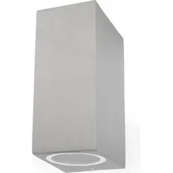 Grafner Aluminium Wandlampe silber, mit nach oben und unten gerichtetem Lichtschein, IP44, 2x GU10 Fassung, Wandleuchte rund Down Light Wand Lampe ...