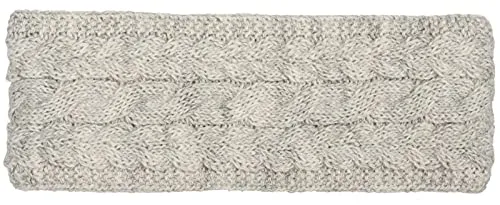 styleBREAKER Damen Strick Stirnband einfarbig mit Zopfmuster, Thermo Fleece Futter, Winter Headband Uni 04026058, Farbe:Hellgrau