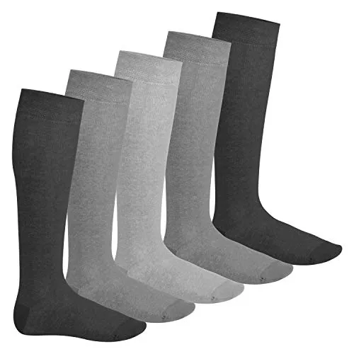 Footstar EVERYDAY! 5 PAAR Damen & Herren Kniestrümpfe - Classic Grey 43-46