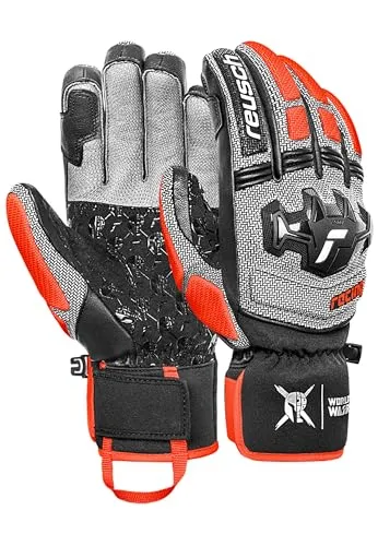 Reusch Worldcup Warrior SC Handschuhe – schwarz/silber/fluo rot (7588) 8,5 - Outdoor Handschuhe für Motorsport, mit innovativem Knöchelschutz und PrimaLoft Gold-Isolierung für besten Grip und Wärme unter extremen Bedingungen.
