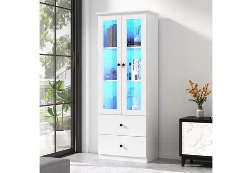 STILVORA Vitrine mit LED-Beleuchtung und USB-Anschluss