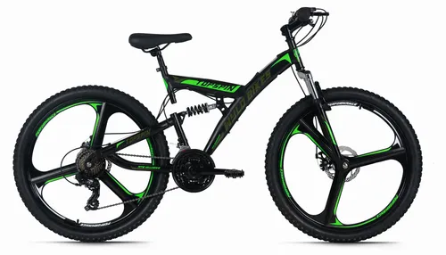 WYLD Mountainbike Fully 26'' Topspin mit 21 Gängen - Entdecken Sie das Abenteuer mit dem WYLD Topspin Mountainbike! Mit vollgefedertem Rahmen, sportlichem Design und stabilen 26