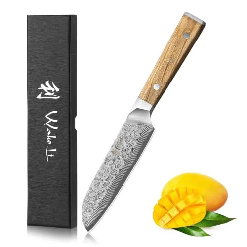 Wakoli Santokumesser Oribu 12 cm – Damaststahl & Olivenholz