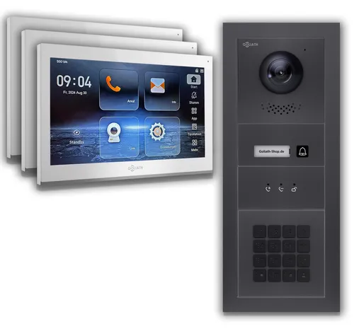 Goliath IP Video Türsprechanlage 10 Zoll mit Kamera und Zahlencode - Moderne IP-Video-Türsprechanlage für Einfamilienhäuser: 10 Zoll Monitor, hohe Bildqualität und sichere Zugangskontrolle durch Zahlencode. Ideal für mehr Sicherheit und Komfort im Alltag.