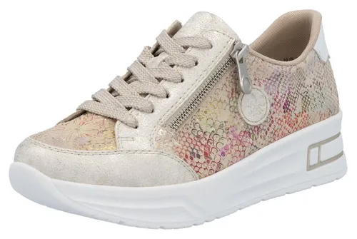 Rieker Damen N8103 Schnürschuhe, Beige, 42 EU - Damen-Sneaker mit extraweiter, herausnehmbarer Einlegesohle für individuellen Komfort und perfekten Sitz.