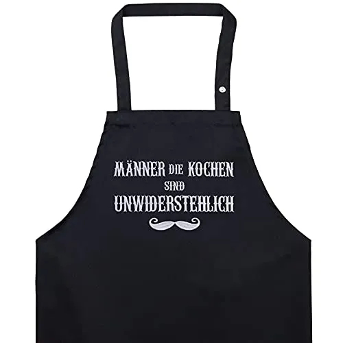 EXPRESS-STICKEREI BBQ Grillschürze - Lustige Kochschürze für Grillfans - Verstellbare Latzschürze für Männer/Frauen - Küchenschürze mit Spruch Männer die kochen sind unwiederstehlich