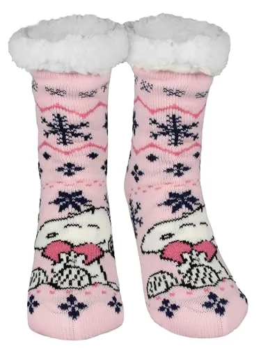 United Labels The Peanuts Snoopy Hüttensocken - Haussocken für Damen Kuschelsocken Flauschige Wintersocken warme Frauen Socken Rosa (DE/NL/SE/PL, Numerisch, 39, 42, Regular, Regular)
