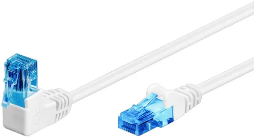 goobay CAT 6A Patchkabel 1x 90° gewinkelt U/UTP weiß 0,5 m (Bulk)