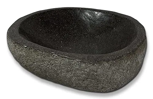 zeitzone Naturstein Schale Flussstein Steinschale Dekoschale Vogeltränke Garten 20-25cm