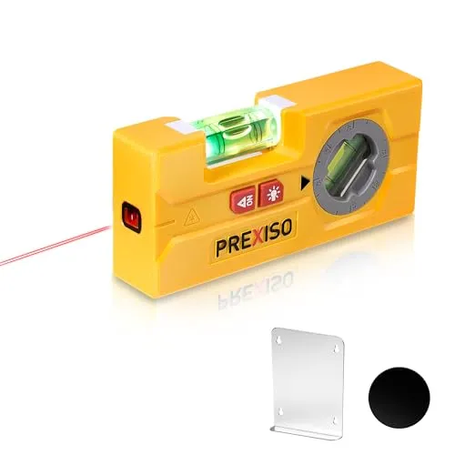 PREXISO 2-in-1-Linienlaser-Wasserwaage – Mini-Torpedo-Wasserwaage mit Licht, 9,5 cm drehbare, magnetische Taschenwaage & 9 m Laser-Liniennivellierwerkzeug zum Aufhängen von Bildern, Wandmarkierung