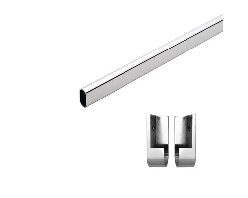 HOOZ Kleiderstange aus Chrom mit Halterung für Ordnung im Schrank verschiedene Längen (1 St., 50 cm - kürzbar), aus Metall