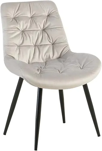 CLP Esszimmerstuhl Rossford Samt grau - Eleganter Esszimmerstuhl mit hochwertigem Samtbezug, bietet hohen Komfort und ein modernes Design. Ideal für Esszimmer, Küche oder Wohnzimmer, mit stabiler Konstruktion und 150 kg Belastbarkeit.