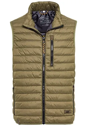 camel active Herren Steppweste - Wasserabweisend und modern - Herren-Westen: Wasserabweisende, leichte Steppweste aus recyceltem Polyester mit praktischem Stauraum und modernem Design für Outdoor-Abenteuer und den Alltag.