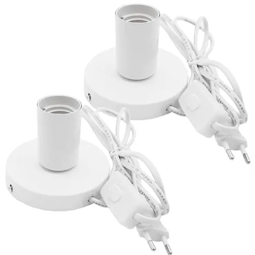 Stück Schreibtischlampe Lampenfassung E27 mit Kabelschalter: Vintage Tischlampe Industrielle Schreibtischlampe E27 Fassung mit Stecker, für Home Lighting Decor, Cafe Bar Decor, Weiß (ohne Lampe) 2