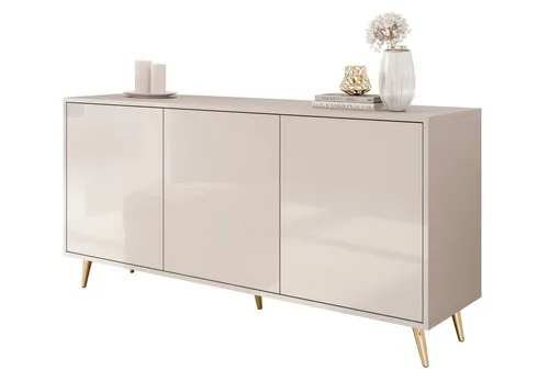 Lookway Kommode SANAYI in Kaschmir auf Füßen - Elegante Kommode SANAYI in kaschmirfarbener Hochglanz-Optik. Mit durchdachtem Design und geräumigen Fächern für optimale Organisation. Ideal für stilvolle Innenräume und lange Haltbarkeit.